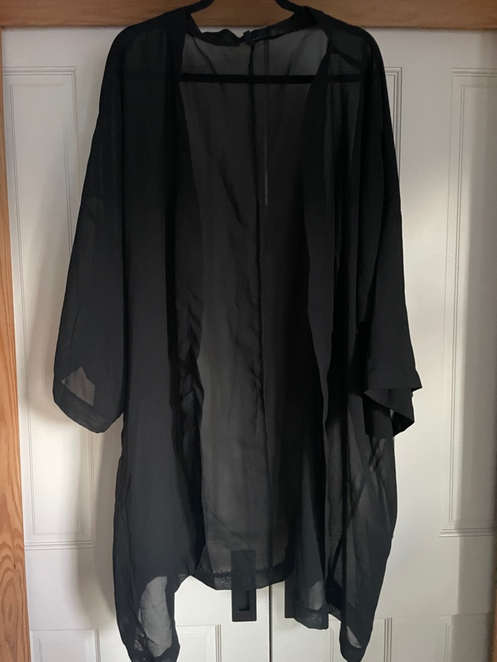 New Glory Black Sheer Open-Front Kimono Jacket